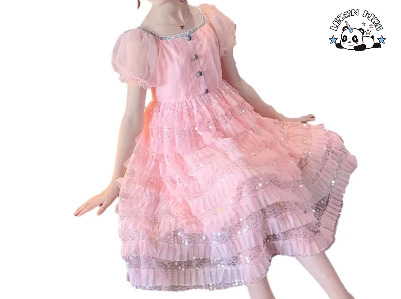 LEZONKIDS - Vestidos de tule para meninas de 2 a 12 anos, roupas infantis para crianças, vestido de menina de flor, venda por atacado